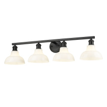 Golden 0305-BA4 BLK-VMG - Yep by Golden Lighting Carver 4-light Vanity in Matte Black and Vintage Milk Glass